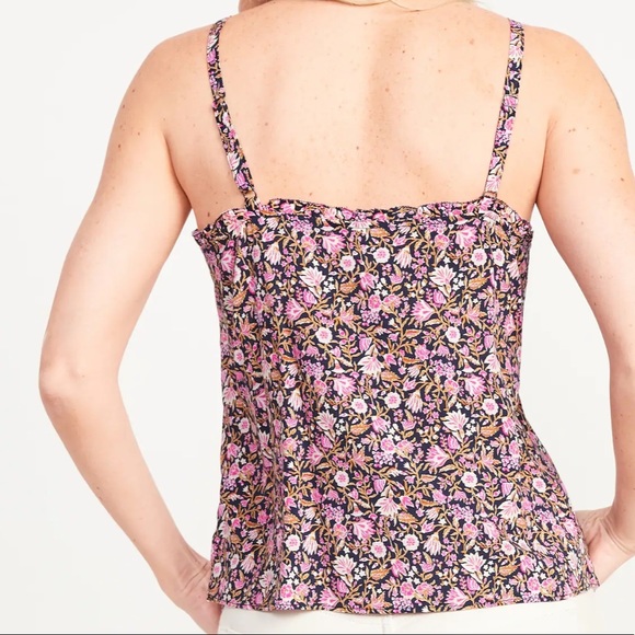 NWT Old Navy Purple Floral Ruffle-Trimmed Cami Blouse for Women - Picture 2 of 2